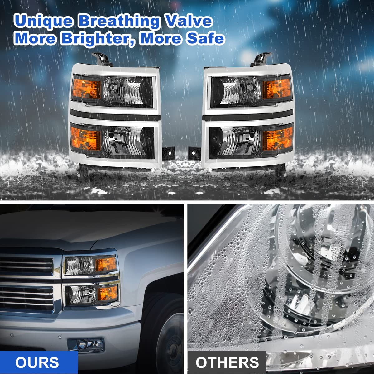 Headlights Assembly for 2014 2015 Chevy Silverado 1500 Factory Style Headlights