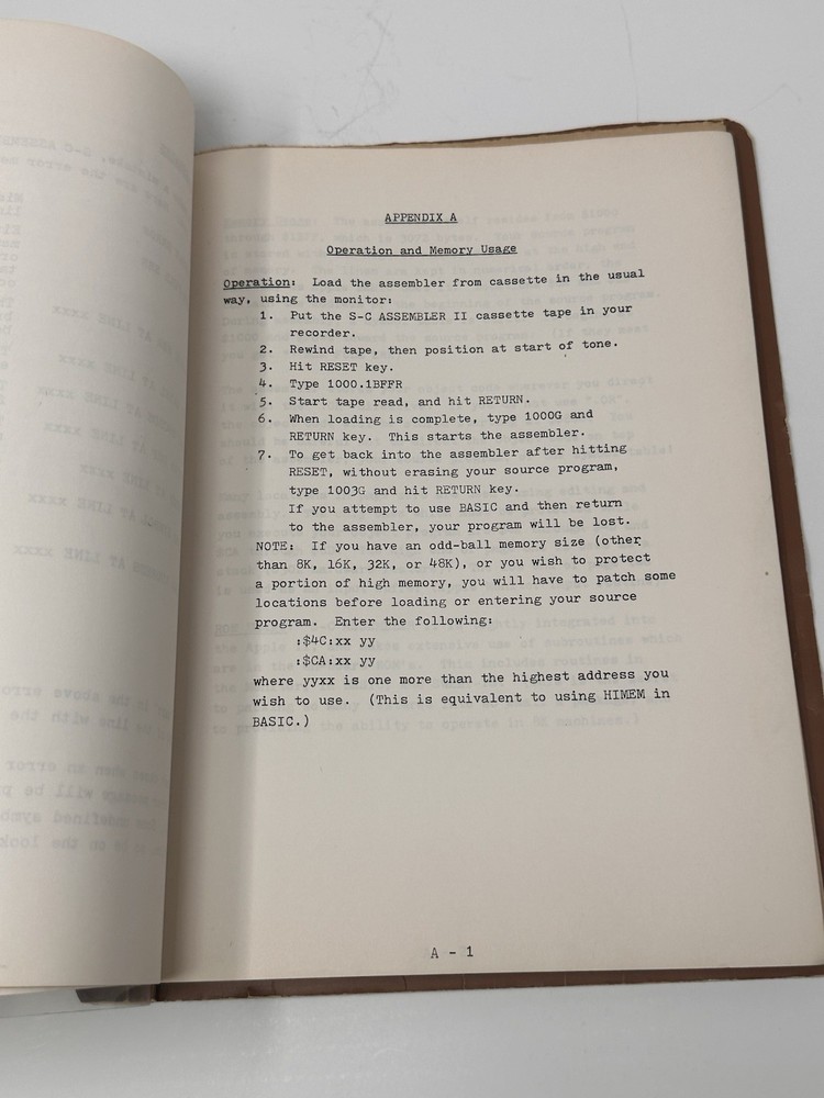 Vintage 1978 S-C Assembler II Manual For Apple Computer II