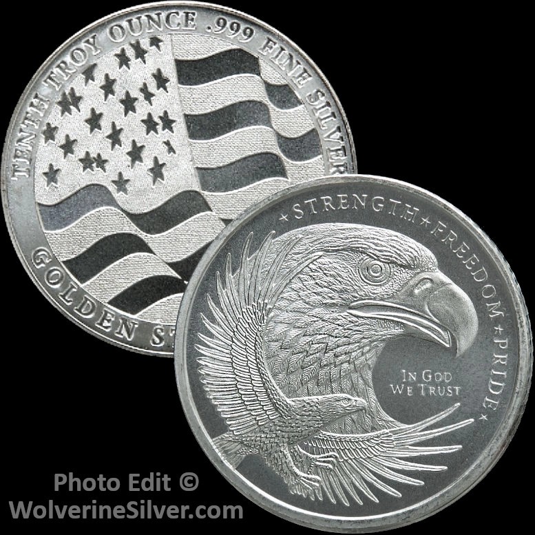 1/10 Oz Silver Round - GSM Flag / Eagle - 100% Mint Authentic (See Receipt)