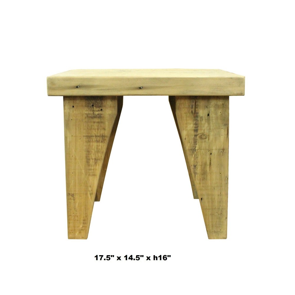 Raw Wood Rustic Handmade Finish Rectangular Wood Stool Table cs5603