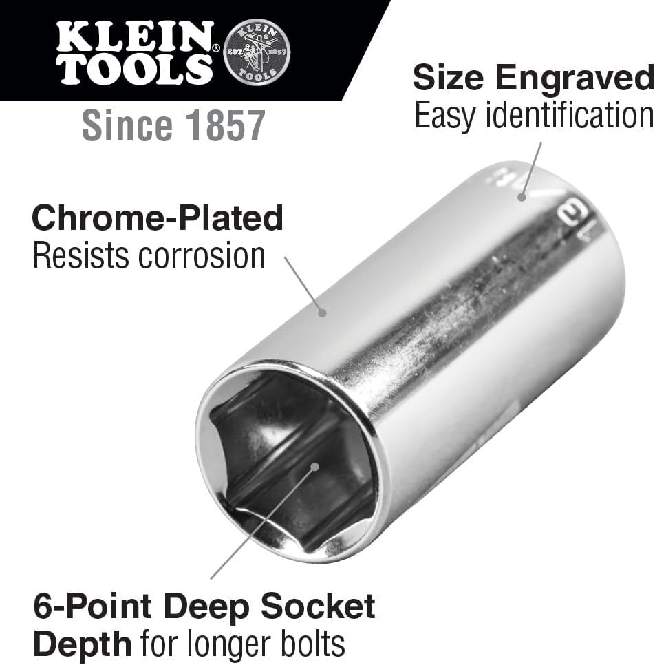 1/2-Inch Deep 6-Point Socket, 3/8-Inch Drive Klein Tools 65712