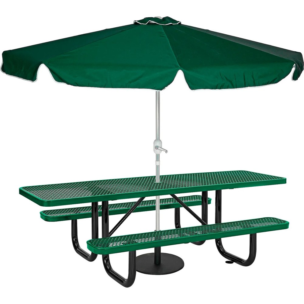 8' ADA Rectangular Picnic Table Expanded Metal Green (96" Long)