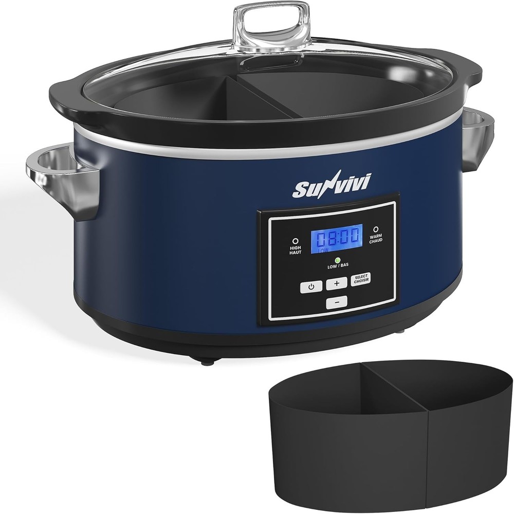 6 Quart Programmable Slow Cooker with 2 in 1 Silicone Liners, Multi-Cooker Fo...