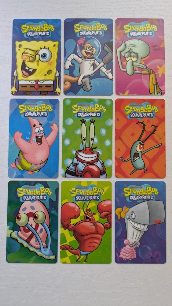 Dave & Busters SpongeBob Arcade Game Complete Set 9 Cards Barcoded