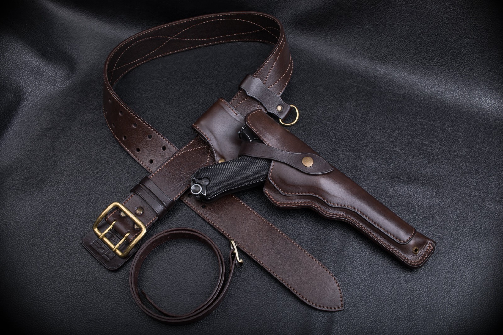 Luger P08 Artillery Custom Made Leather Drop-Leg Holster | Vintage Look Unique