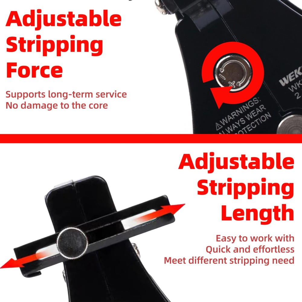 WEKESIGO 3 in 1 Adjustable Wire Stripper Tool, Automatic Solar Red/Black