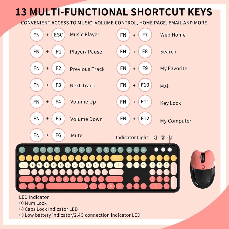 Rechargeable Wireless Keyboard and Mouse Gaming Combo Set for PC/Home/Office