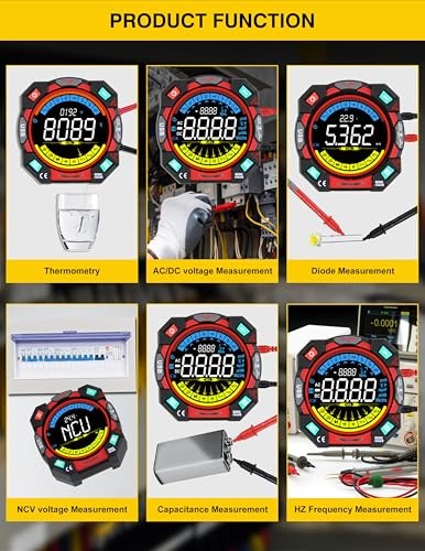 Portable Digital Multimeter Tester 6000 Counts VA Display Auto-Ranging
