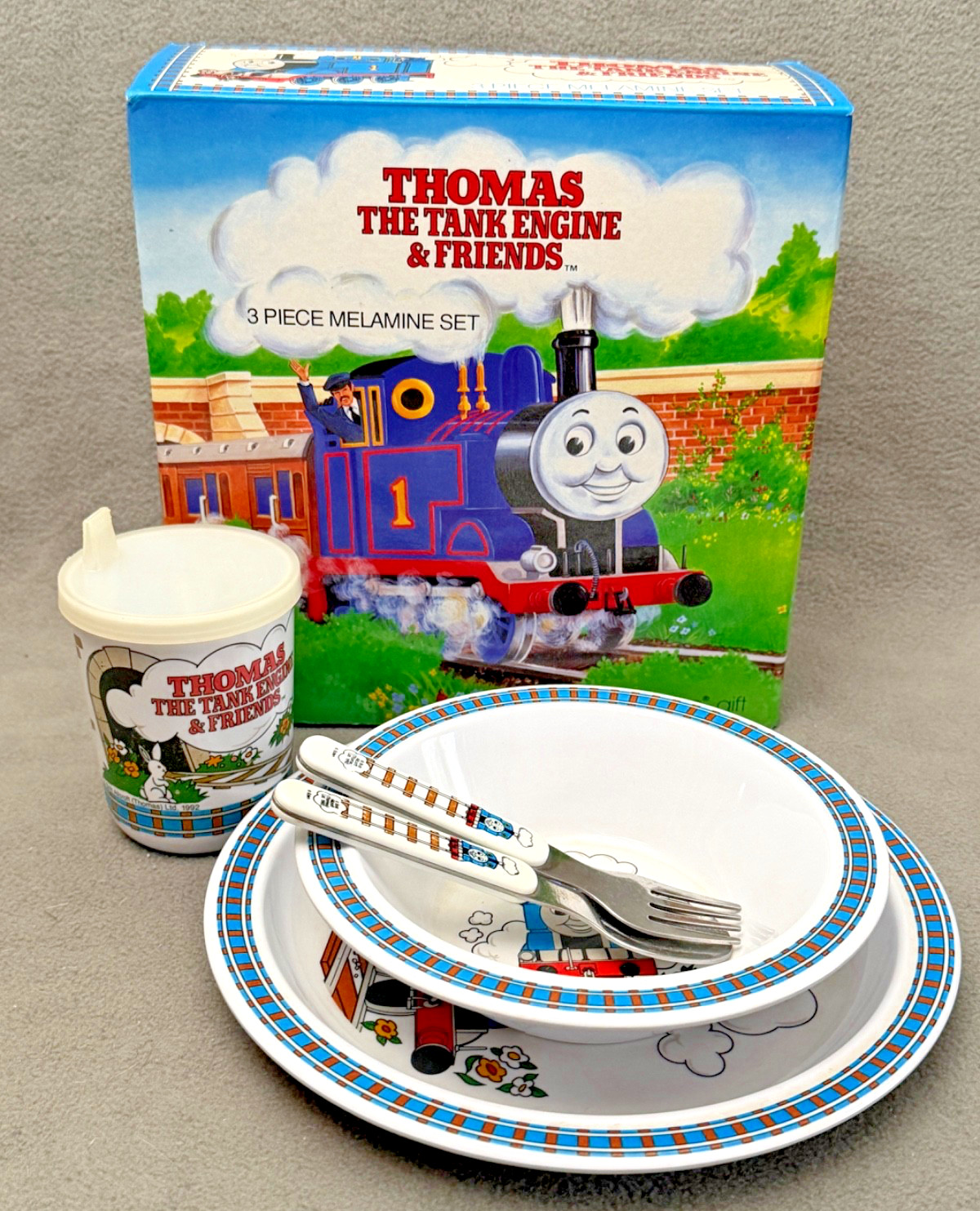 Eden Thomas The Tank Engine & Friends Melamine Dinnerware Set & Silverware 1992