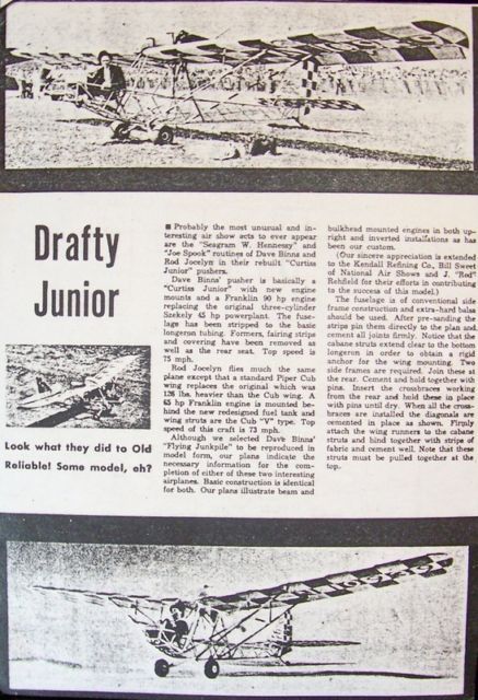 CURTISS-WRIGHT JR. & DRAFTY PLANS + BUILDING ARTICLES RC & FF Model Airplanes
