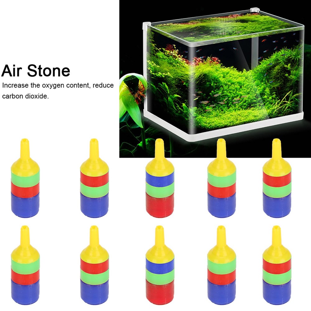 10pcs Fish Tank Air Stone Bubbles Release Oxygen Increasing Diffuser High NY