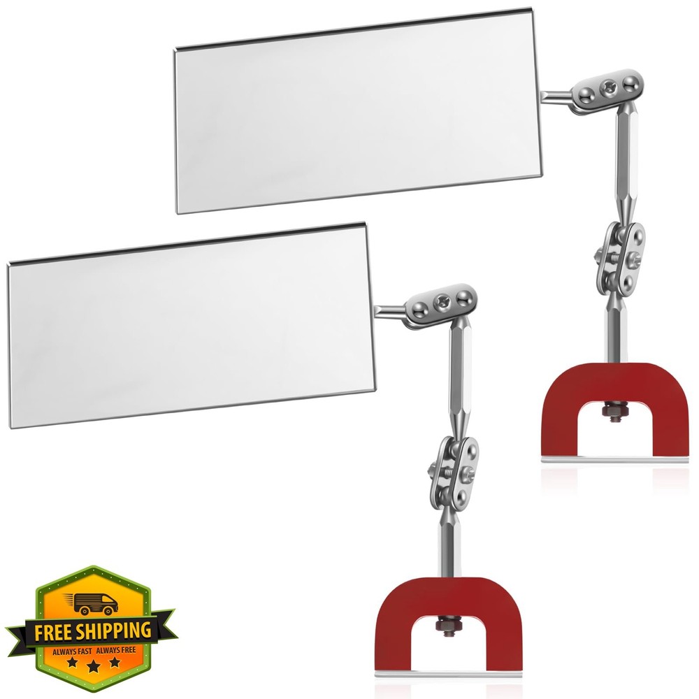 Copkim Rectangular Inspection Mirrors 4"x2" Magnetic Base 2 Pcs