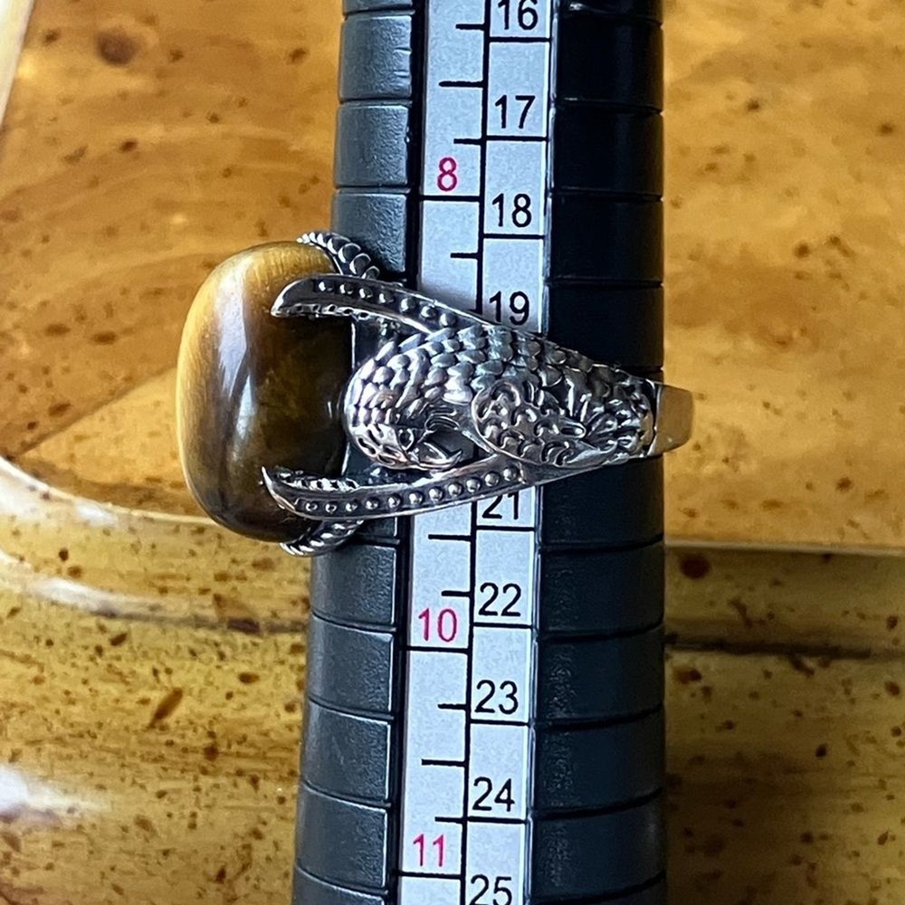 Natural Tiger’s Eye Eagle Ring Size 9