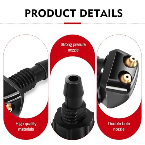 2PCS Windshield Washer Nozzle, Front Windshield 2 PCS #Straight Column Black