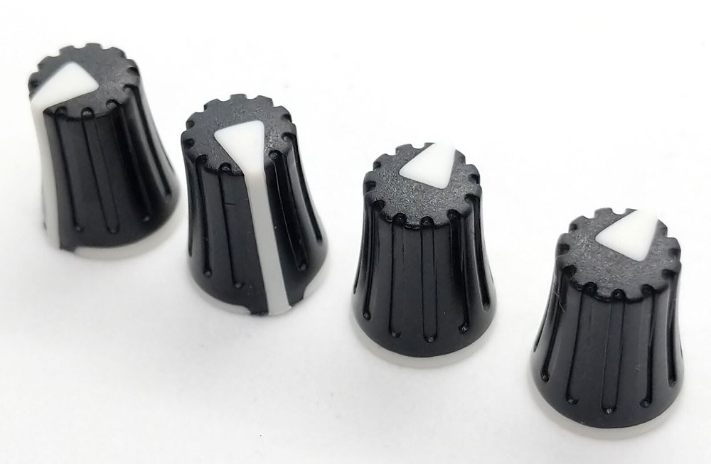 4 White & Black D-Shaft Pot Knobs for 6mm 270° DJ-TECH BEHRINGER SOUNDCRAFT