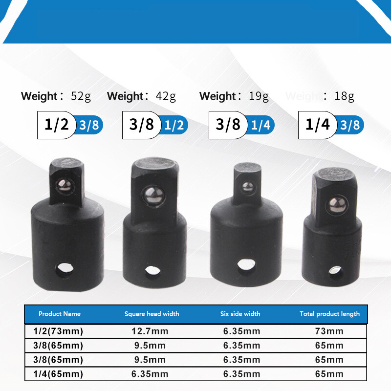 Impact Socket Adapter and Reducer Set 3/8" 1/4" 1/2" Impact Driver Conversion