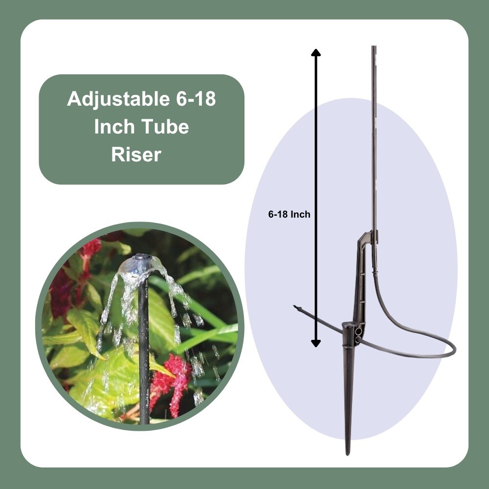 8 RainBird Adjutable Watering Drip Irrigation Stake on Riser w Umbrella Bubblers