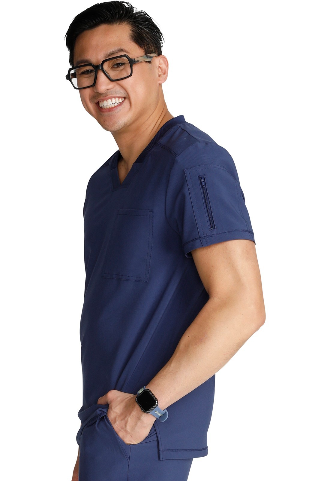 Cherokee Scrubs Men's V-Neck Top CK824A NAV Navy Free Shipping