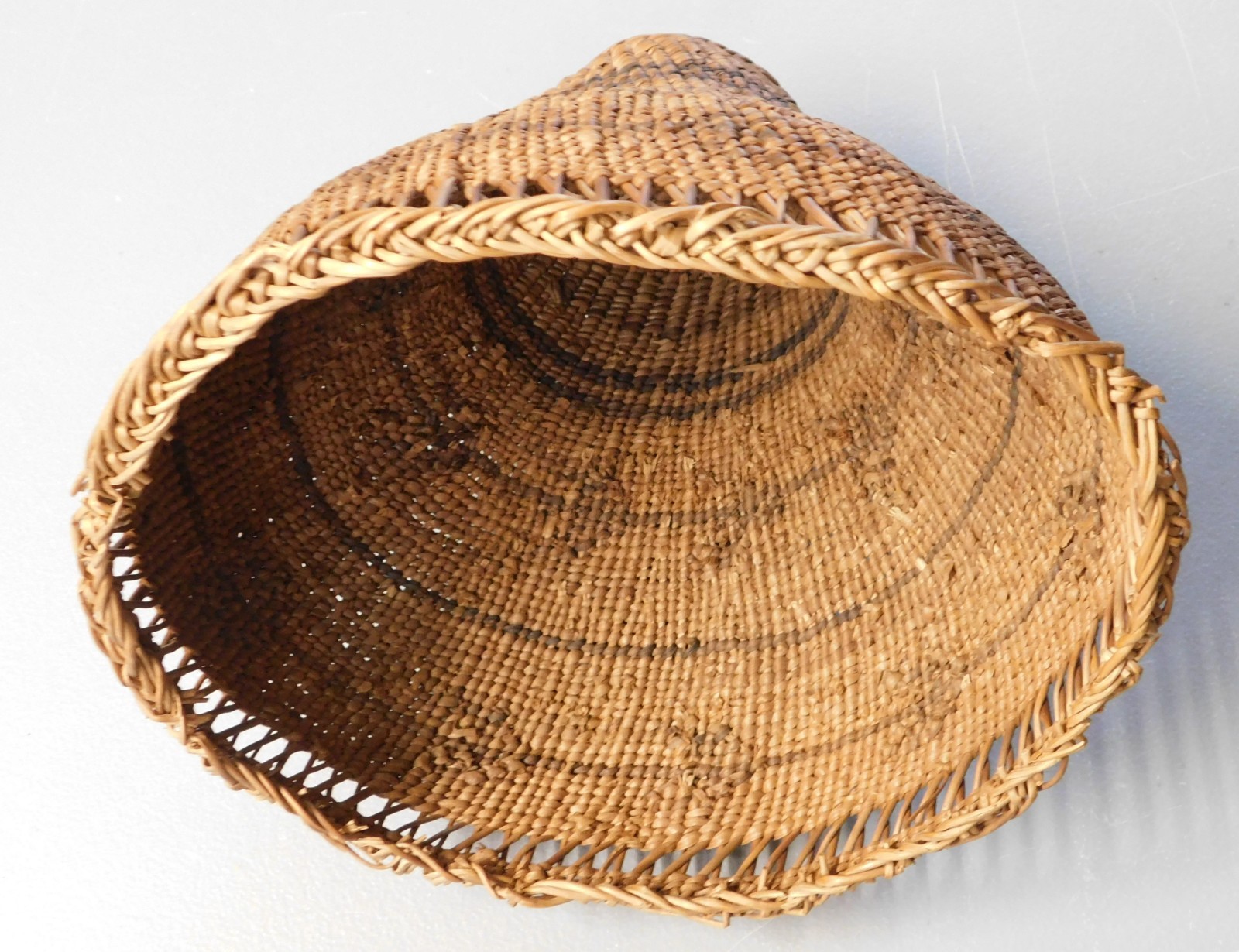 “Antique Washoe Native American burden basket Great Basin twined carrying 19th c