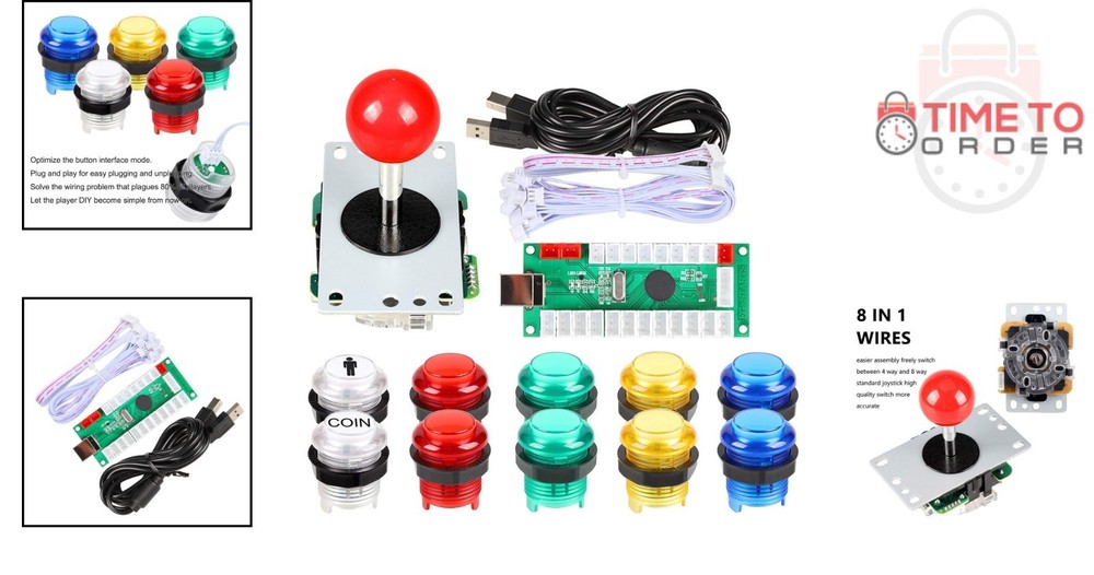 Arcade Button Kit 5V LED Joystick for PC Raspberry Pi MAME DIY Arcade Games