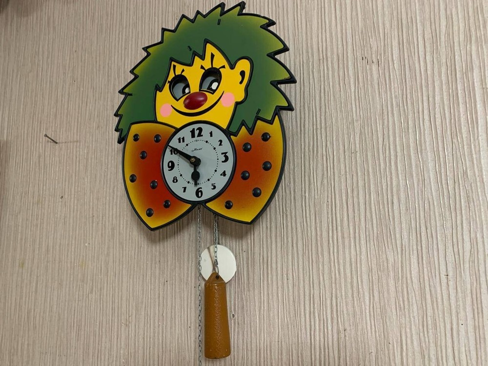 New Vintage Clock Soviet Mechanical Clock Working Soviet CLOWN Wall Clock
