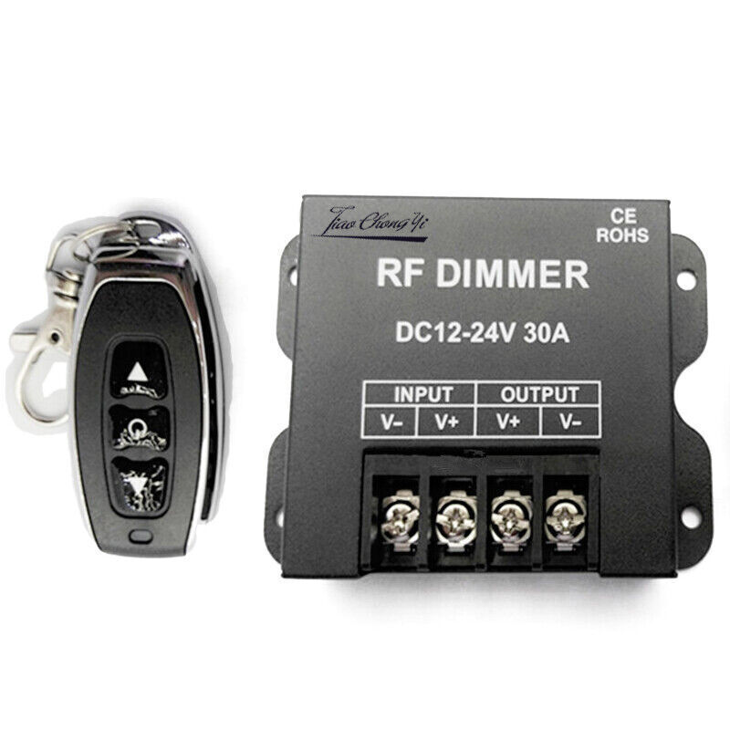 30A RF LED Dimmer Wireless Brightness 3 Keys Remote Controller DC 12V 24V