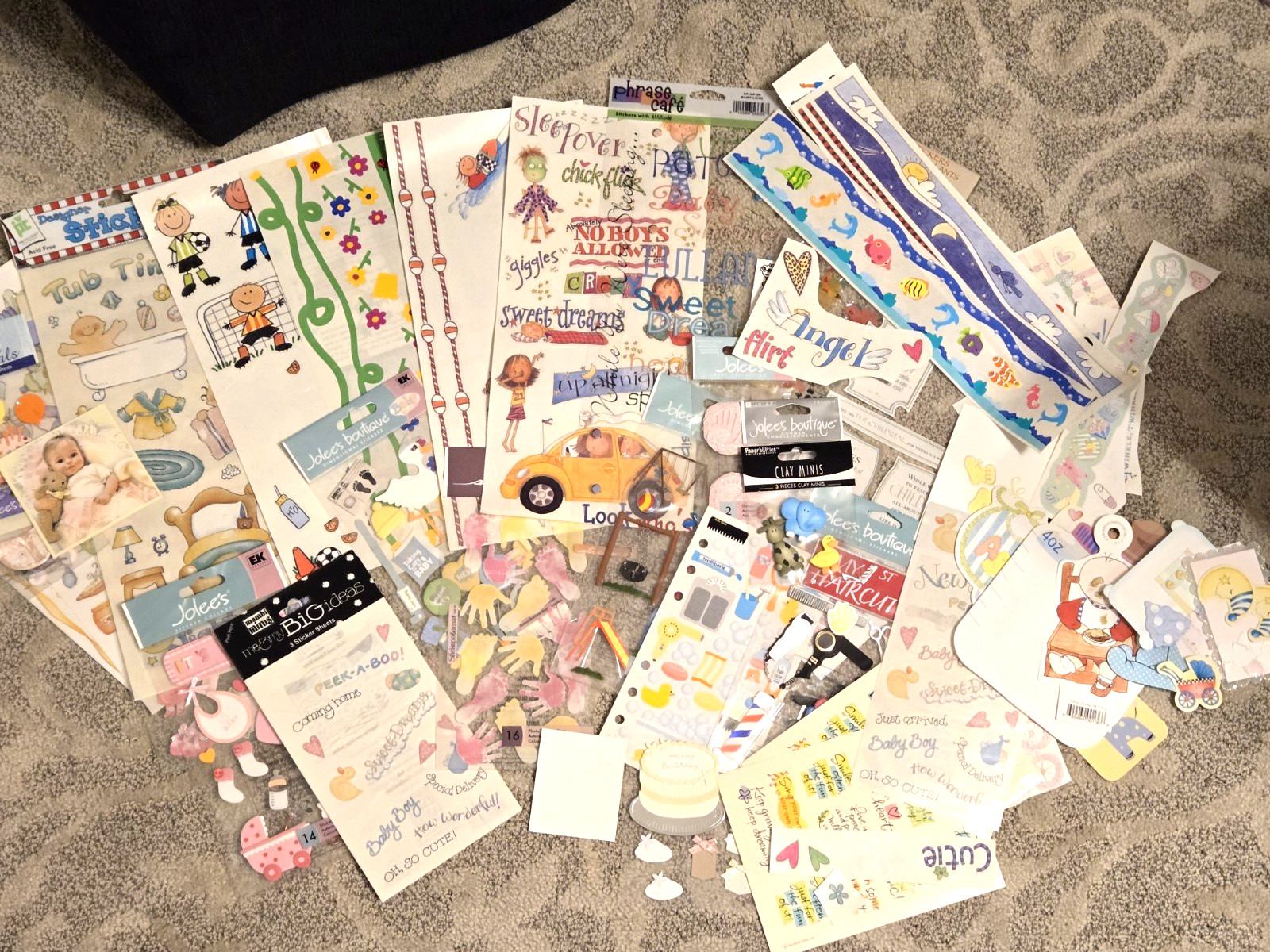 Baby Girl Stickers JOLEES/die cuts/newborn Scrapbook Lot