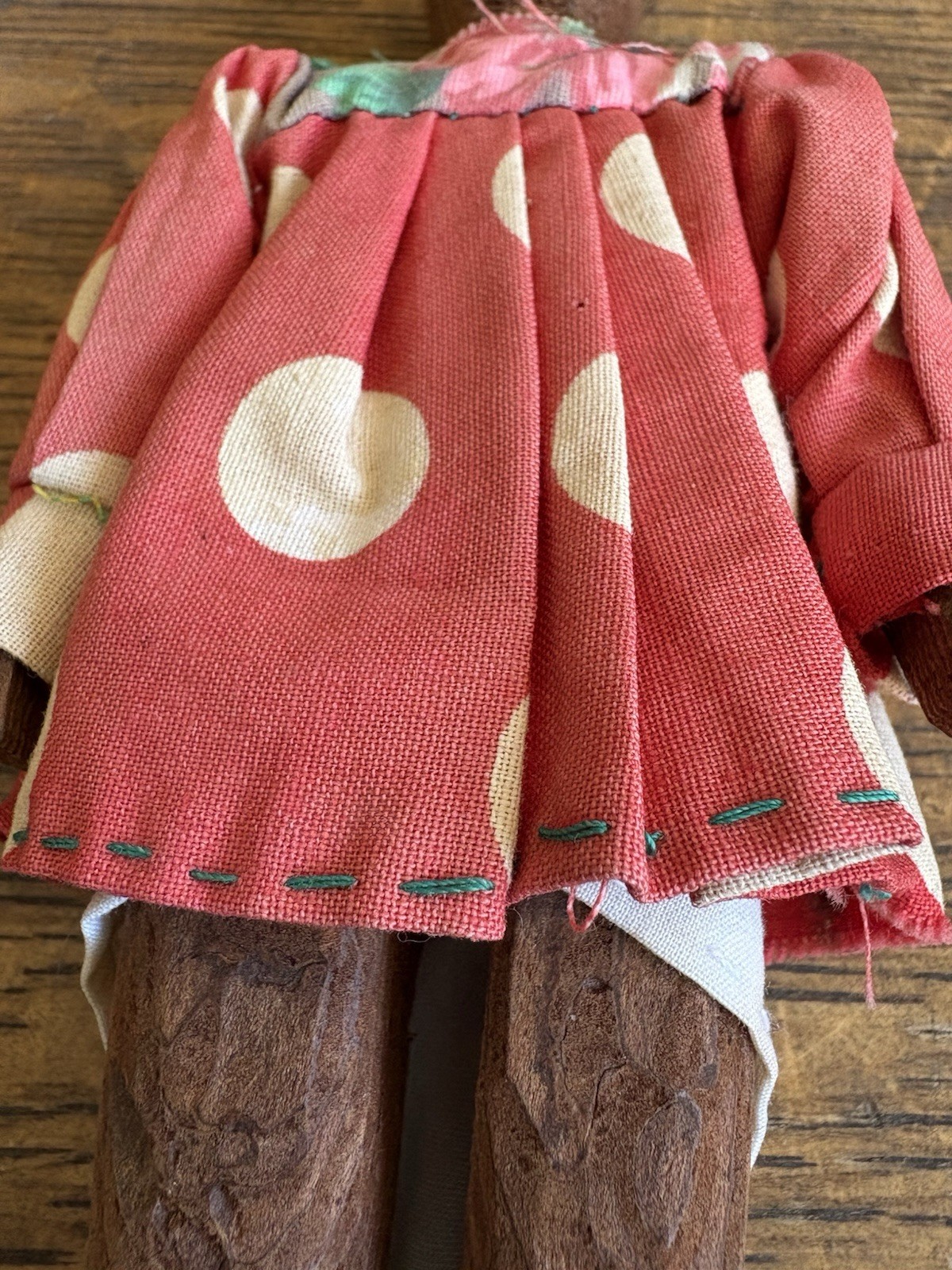 Vintage Old Tarahumara Indian Wood Hand Sewn Indian Doll Folk Art