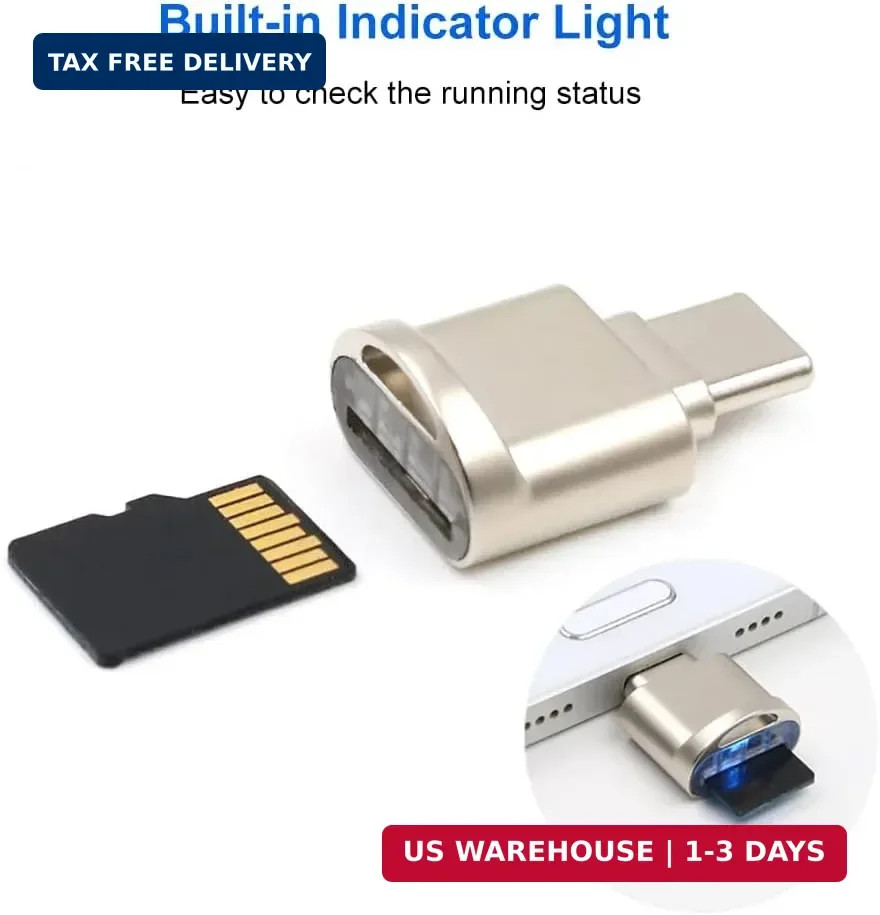 Micro SD Card Reader, USB C to SD Card Reader, Type C TF Memory Card Reader with