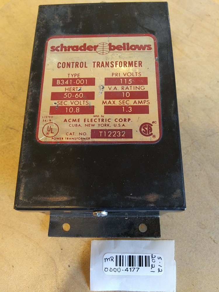 Schrader Bellows B341-001 Control Transformer T12232