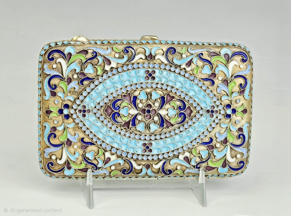 19C Russian Gilt Silver Enamel Cigarette Case