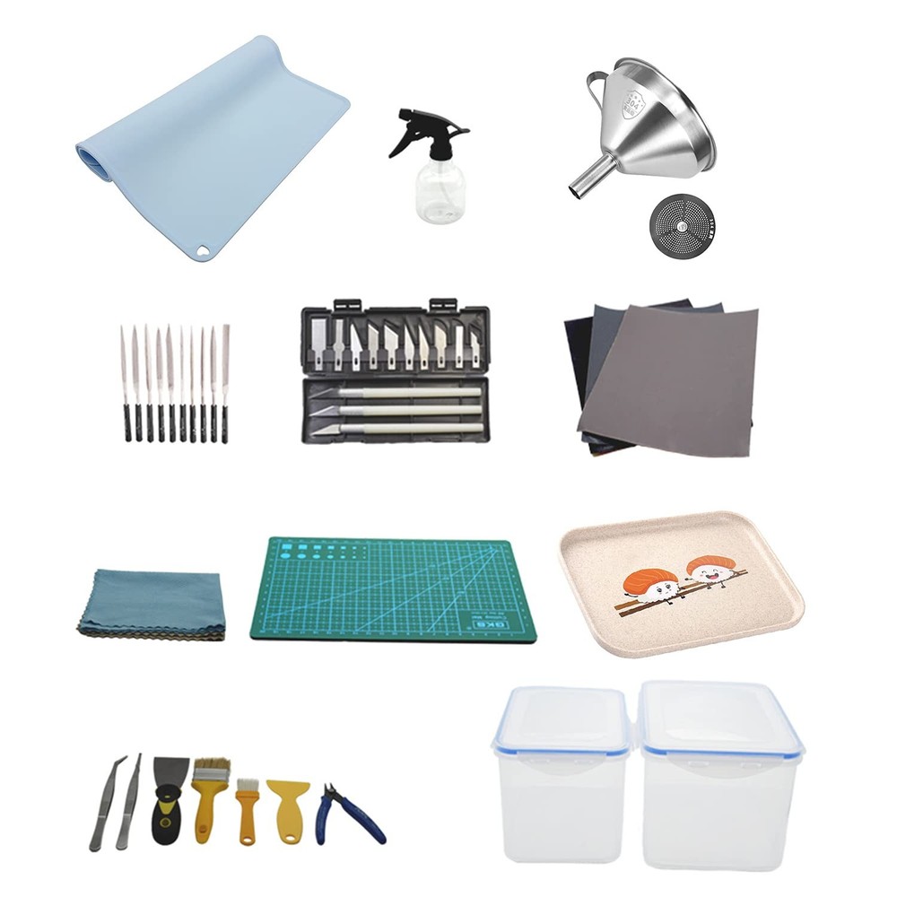 15 Kinds LCD 3D Printer Accessories Post Processing Tool Kit Silicone Mat Con...