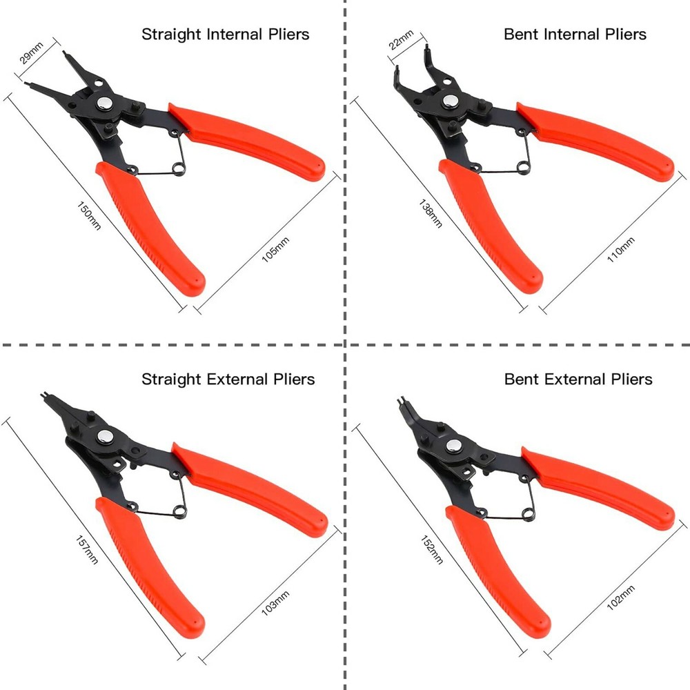 4 in 1 Multifunction Snap Retaining Clip Snap Ring Pliers Plier Tool Set Circlip