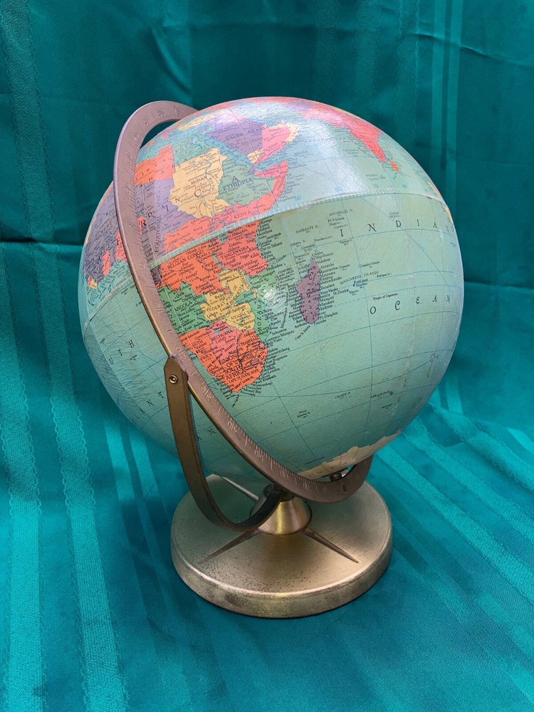 Vintage 1956 Replogle 12 inch Reference Globe with Metal Base