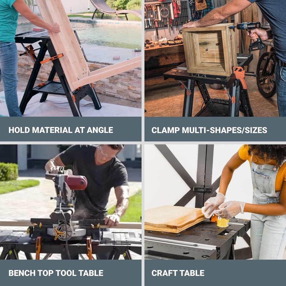 Pegasus 2-in-1 Folding Work Table & Sawhorse Easy Setup Portable Workbench 31" W