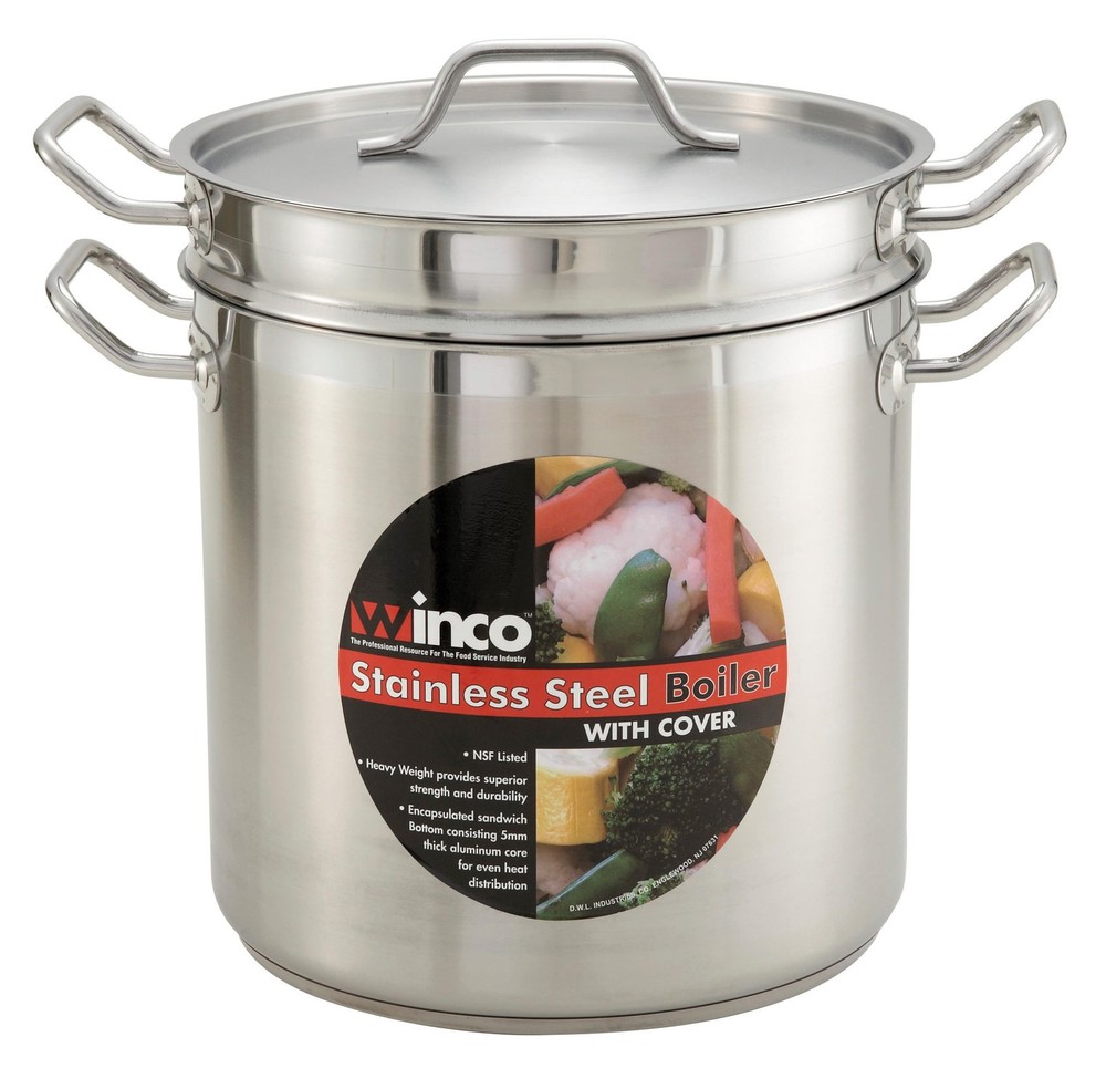 Winware Stainless 8 Quart Double Boiler with Cover