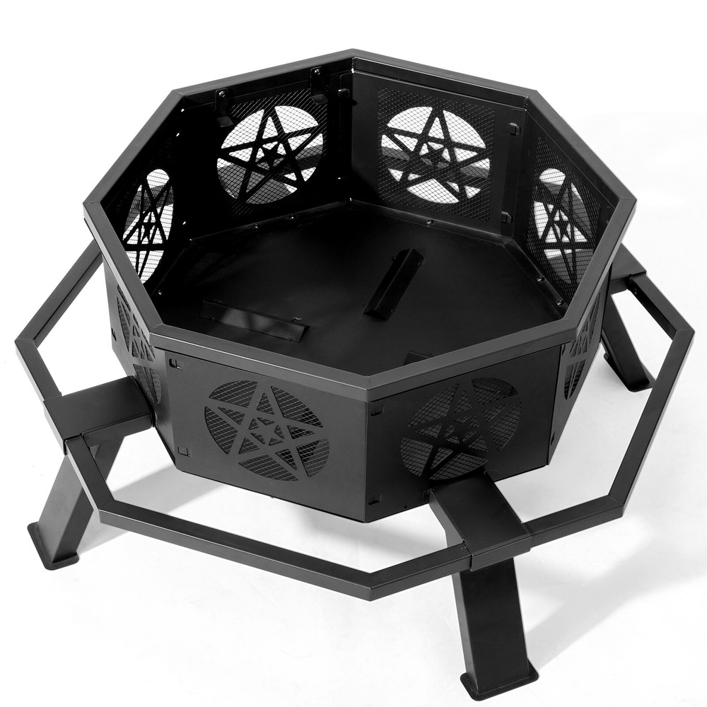 35"Octagonal Fire Pit Outdoor Fire Pit Wood Burning Firepit Bonfire Fire Pit