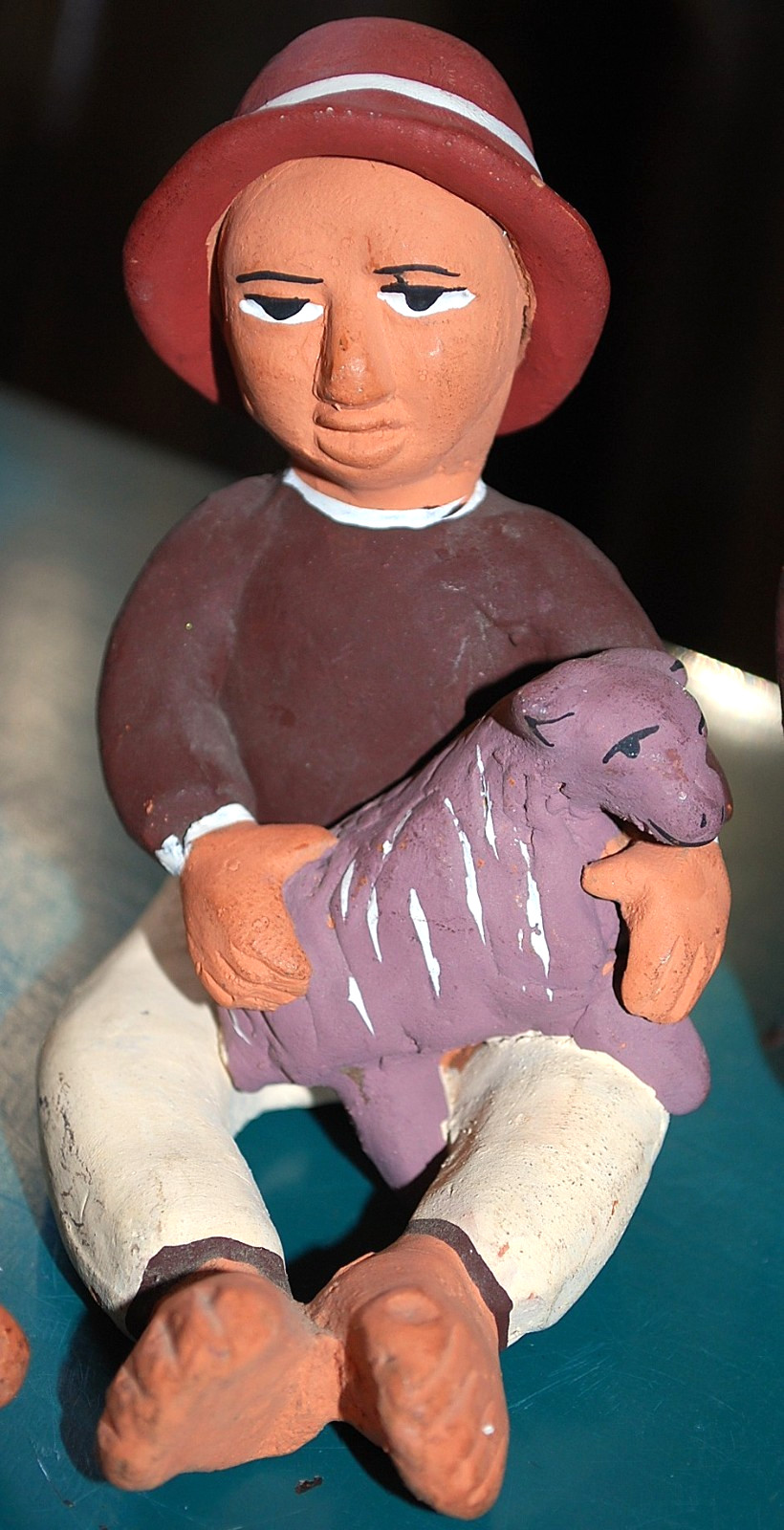 Set 3 Handmade PERU FOLK ART TerraCotta Pottery Figurines TRADITIONAL MEN Unique