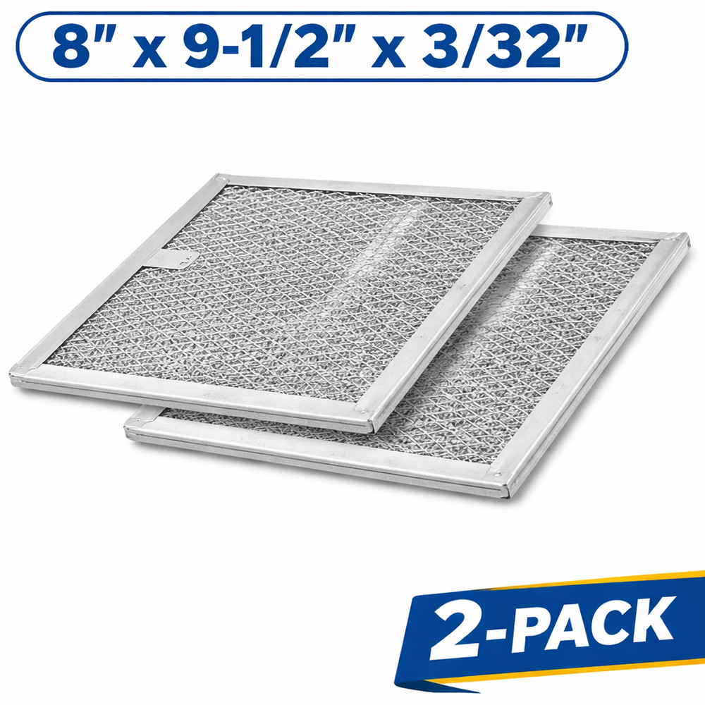8 x 9-1/2 x 3/32 Aluminum Range Hood Filter Replacement 2-Pack
