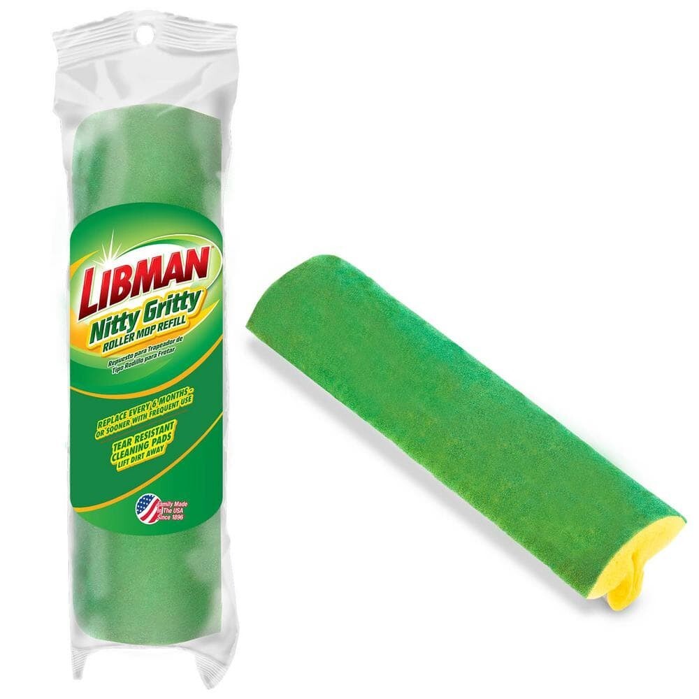 Libman Nitty Gritty Roller Mop Refills Head Replacement Green Yellow 3 Pack New