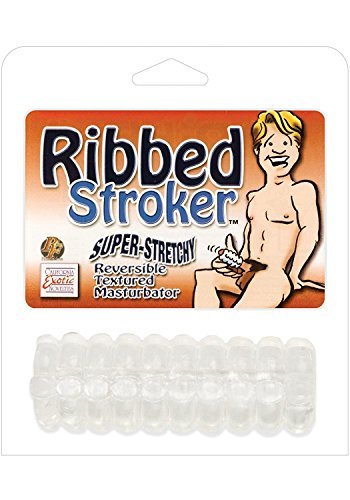 RIBBED STROKER REVERSIBLE TEXTURED MASTURBATOR SLEEVE CLEAR