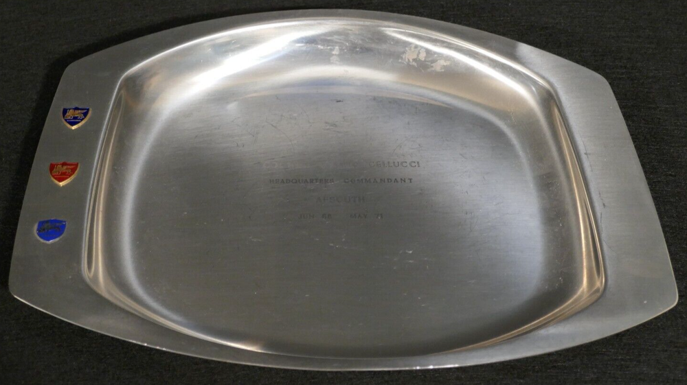 AFSOUTH Commandant Colonel Loretto Cellucci Jun 68 - May 71 Tray Platter, Scarce