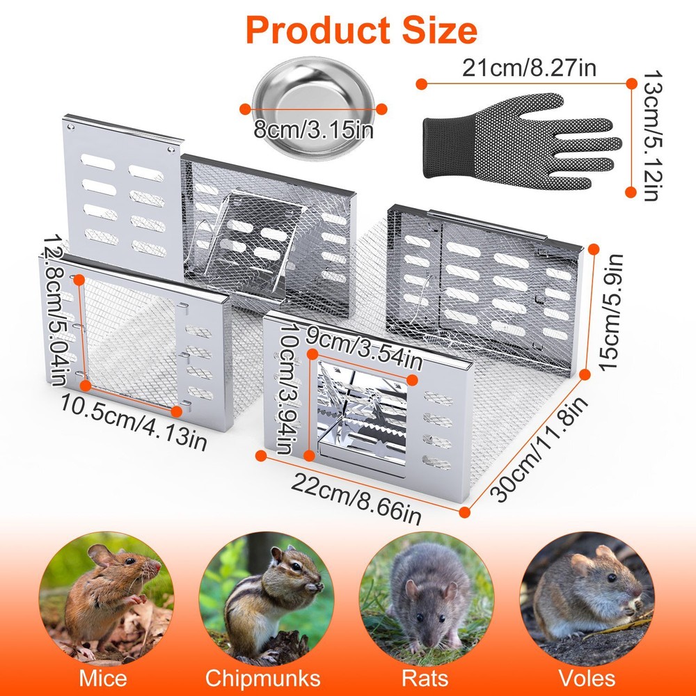 2PACK Humane Rat Trap Catch & Release Live Mouse Cage Yard Animals Mouse Traps