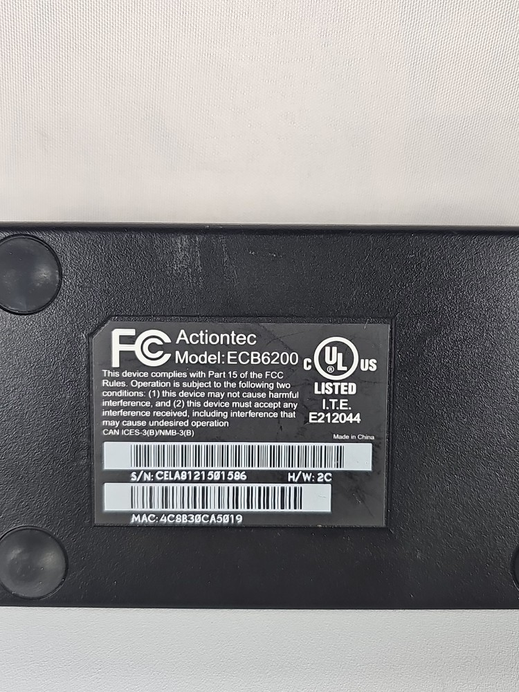 Actiontec ECB6200 Wired Network Adapter No A/C ~