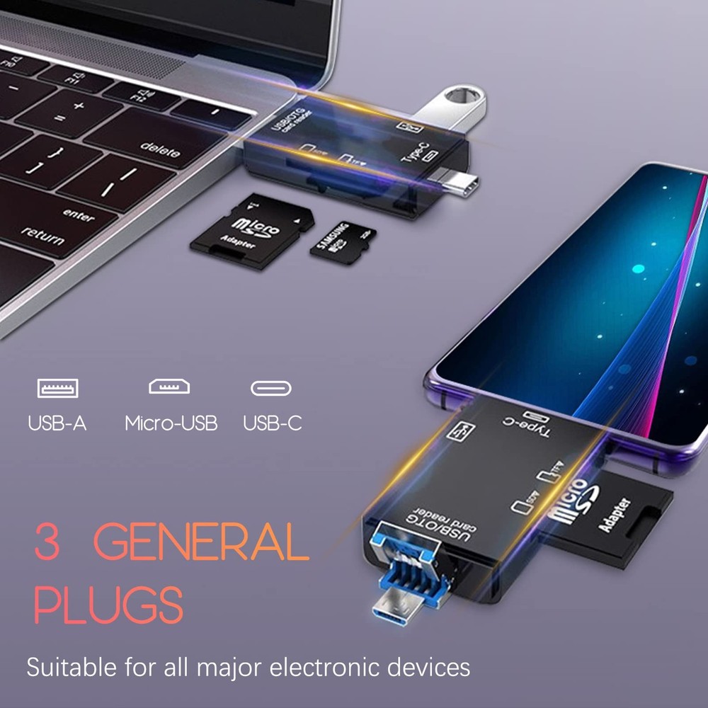 Micro SD Reader for Android Phone, USB-C Card Camera, USB Black