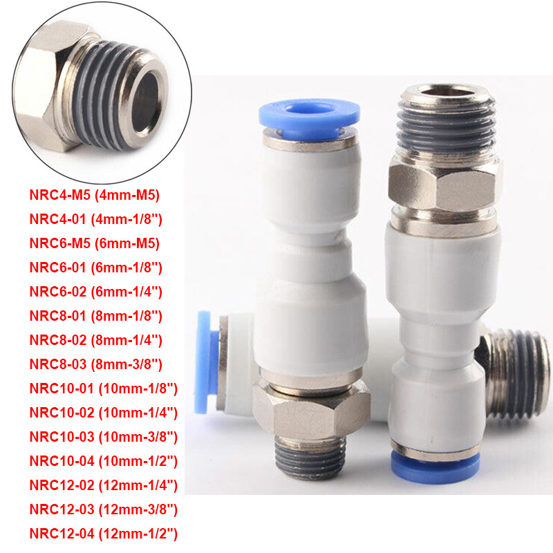 Male Threaded Pneumatic Push In Fitting High Speed Rotation Connectors Straight