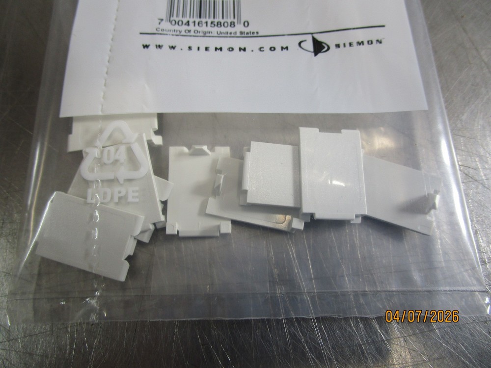 (10) MX-BL-02 Siemon Blank, MAX, White Blank Inserts for MAX Faceplates