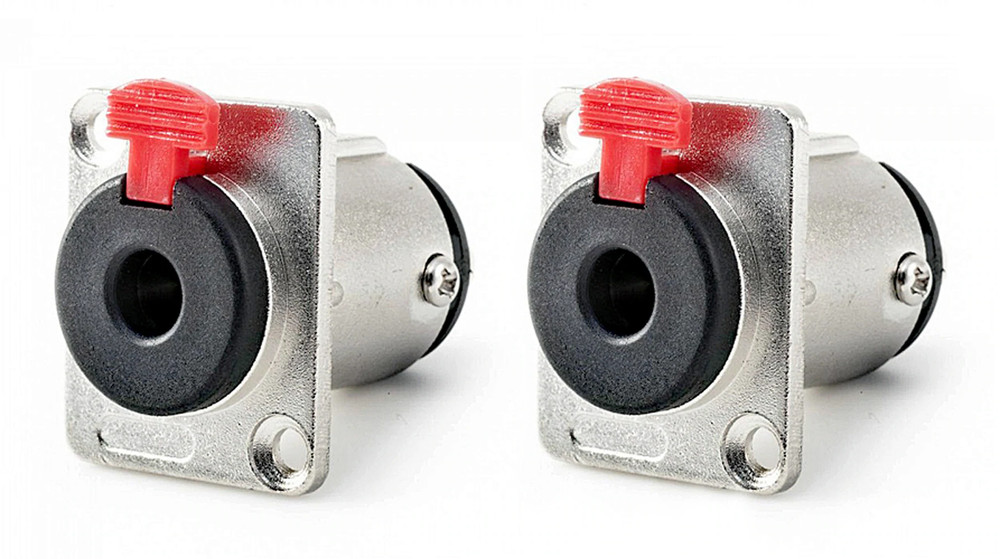 (2 PACK) PROCRAFT PC-TJ084 1/4" TRS D Type Panel Mount Locking Jack - SILVER