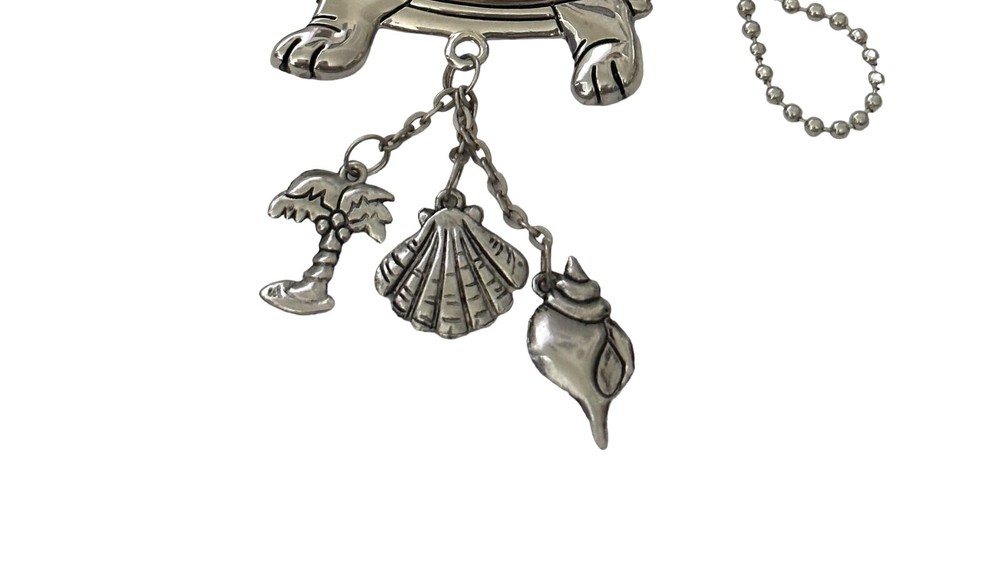 Ornament- TURTLE- silver color- dangling charms-seashells- palm tree