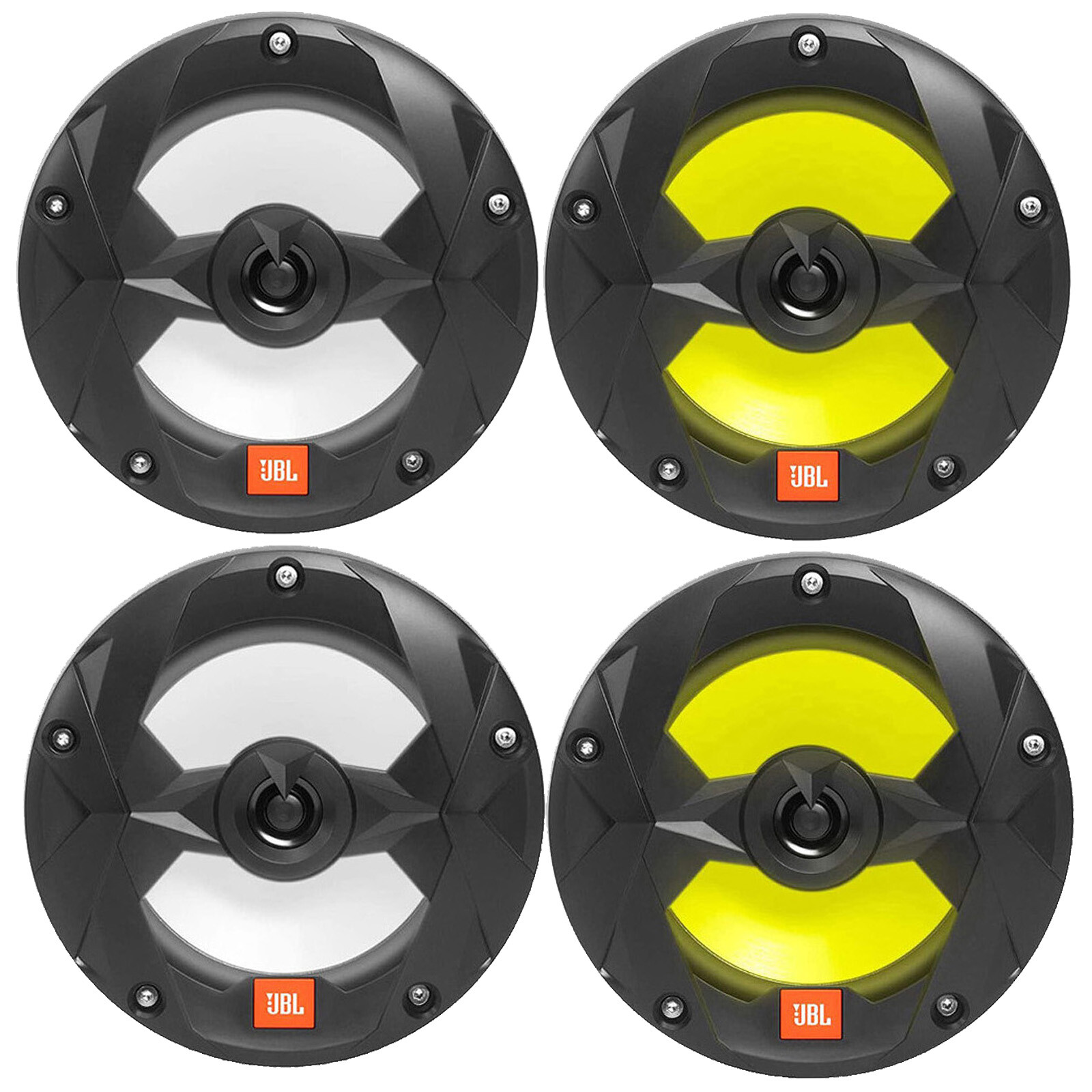 2 Pairs JBL Boat ATV Marine 6.5" Marine 225 Watts Peak Black RGB Light Speakers